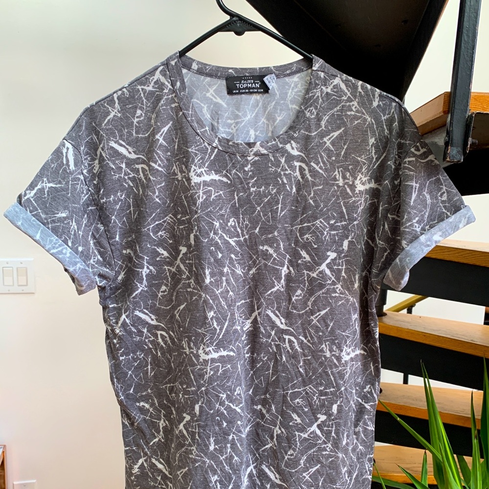 Topman Marble Print T-shirt Size M Roller Sleeves